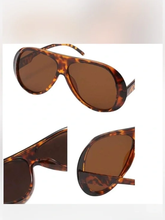 🔥🔥🆕Stylish Brown Leopard Aviator Sunglasses blue gradient lens - Picture 2 of 7